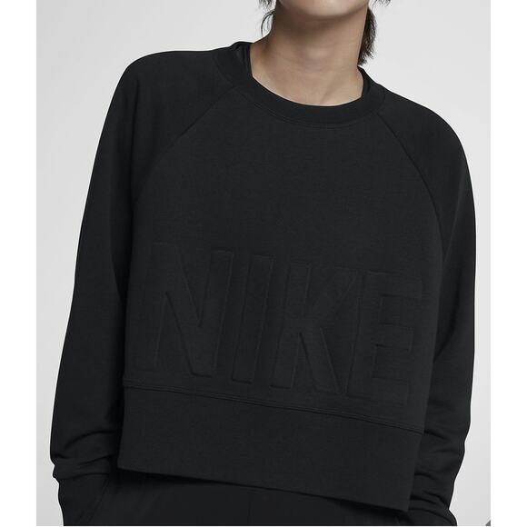Nike Dry Versa Cropped Training Pullover Sweatshirt CD8793 Womens Large Black - Picture 1 of 12